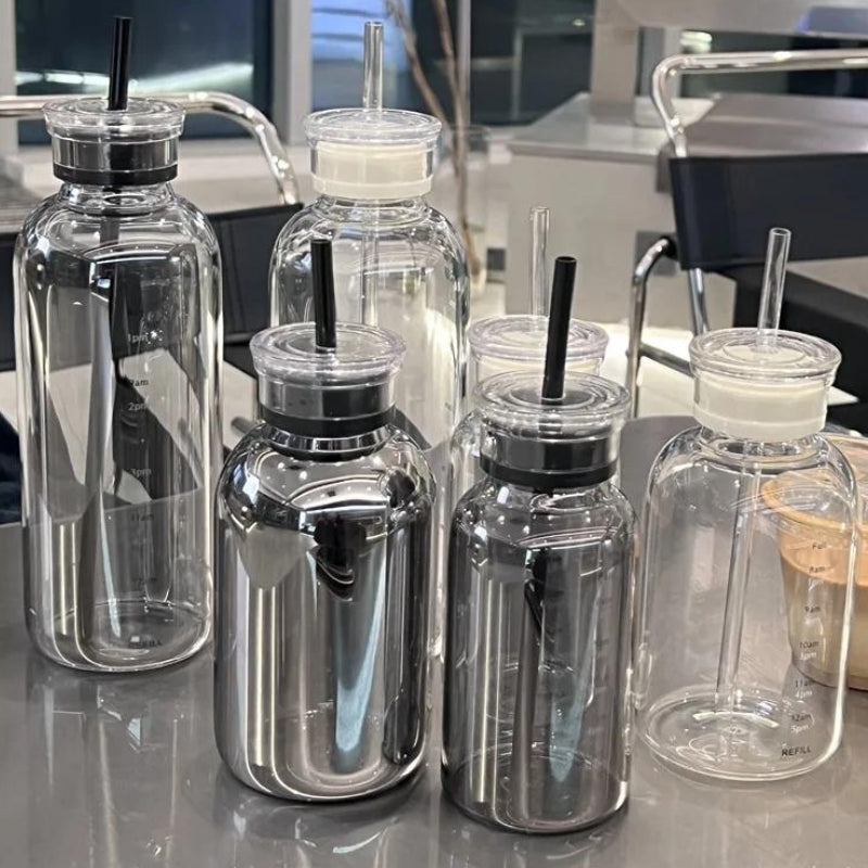 bouteille d'eau a paille