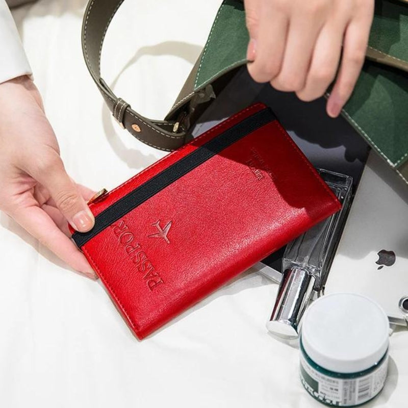 etui passeport cuir rouge