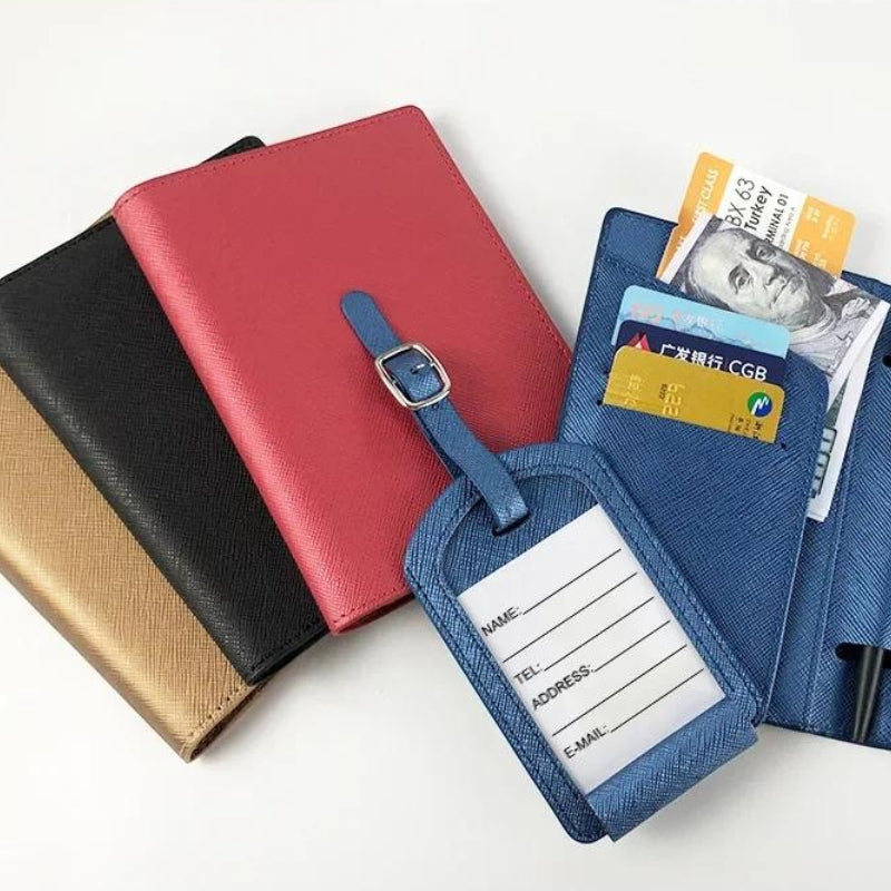 portefeuille pour passeport en cuir