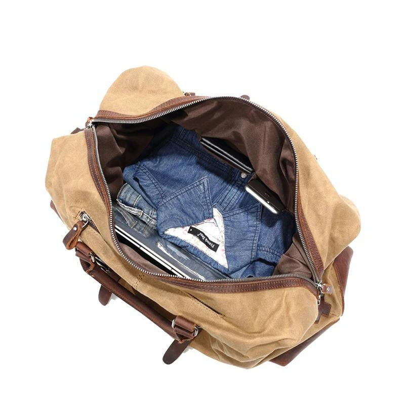 sac voyage toile et cuir