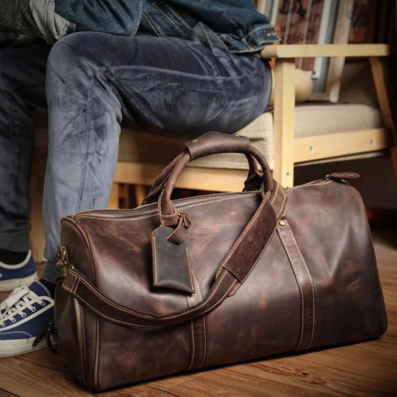 sacoche pour homme en cuir marron