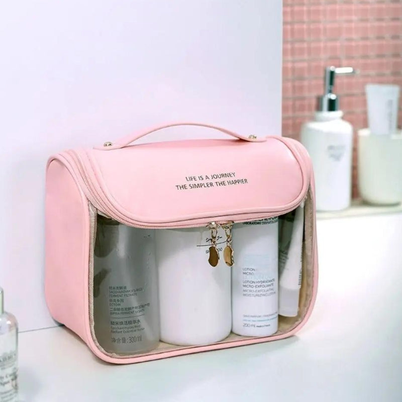 trousse transparente rose
