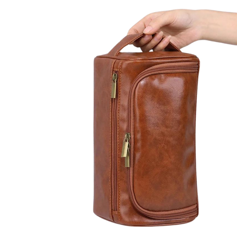 trousse de toilette homme cuir marron