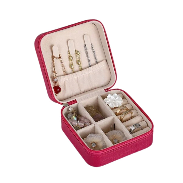 Mini Boîte à Bijoux Voyage Avec Miroir - Cuir PU Imperméable - Compartiments Multiples