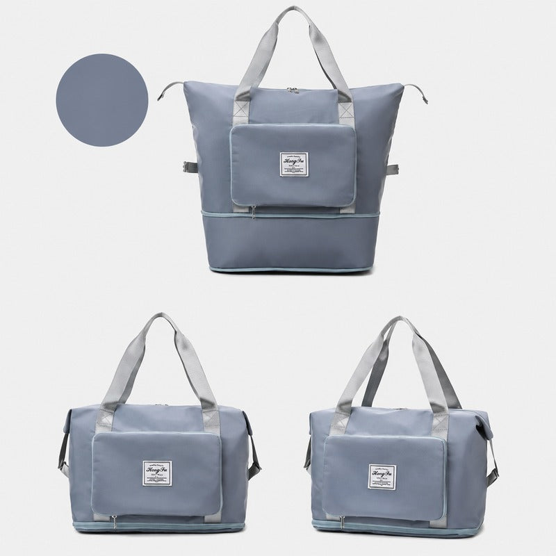Grand Sac à Main Voyage Femme coloris bleu-gris, grande capacité extensible