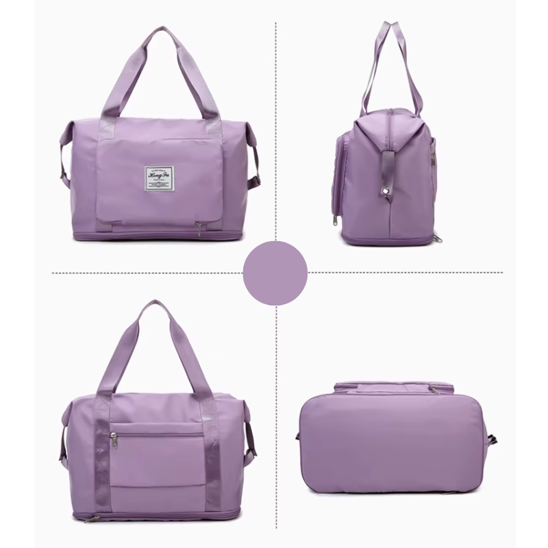 Grand Sac à Main Voyage Femme mauve lilas, vues multiples face dos et dessous
