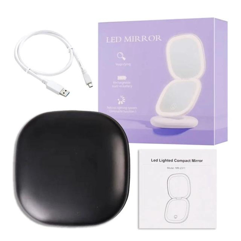 miroir de poche grossissant led