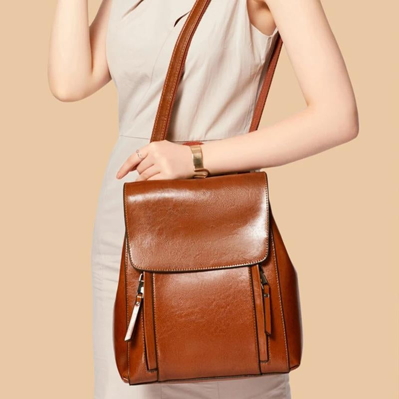 sac à dos en cuir marron femme