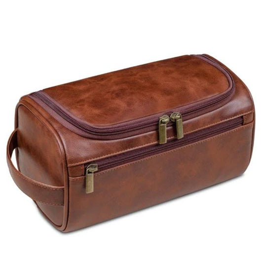 trousse de toilette pour homme en cuir - Marron