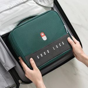 Trousse De Secours KRFWGUU - Grande Capacité, Vide Et Portable - Voyage, Maison, Bureau - Tissu Imperméable Bleu